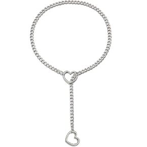 Slip Chain Necklace for Women Heart O-Ring Slip Chain Necklace Chunky Y-Necklace Pull Link Chain Necklace Colorful Heart Lariat Necklace Gothic Jewelry Trendy Stuff