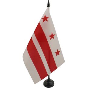 Washington DC Table Flag 5'' x 8'' - District of Columbia Desk Flag 21 x 14 cm - Black plastic stick and base - AZ FLAG