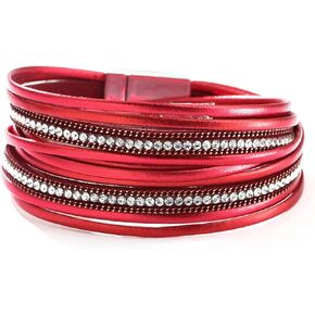 Double Leather Wrap Bracelets for Women Handmade Braided Boho Multi-Layer Bracelet Wristband Cuff Bangle Birthday Jewelry