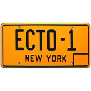Celebrity Machines Ghostbusters ECTO-1 Novelty Prop, Stamped Aluminum License Plate, Metal Decorative Tag, Corrosion Resistant, Quality Movie Souvenir, Wall Decoration, Home Theater Wall Hanging