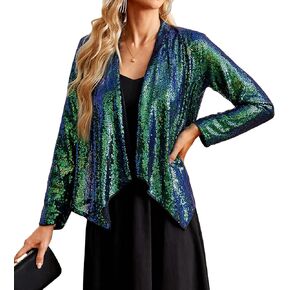 GRACE KARIN Sequin Blazer for Women Sparkly Sequin Jacket Long Sleeve Open Front Sequin Cardigan