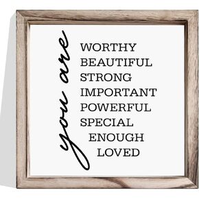 You Are Loved Sign, Affirmation Wood Sign, Decorative Wooden Wall Frame Sign, Motivational Wall Decor, Home Office Decor, Therapy Decor, Encouragement Gift, Framed MDF Hanging Wall Sign
