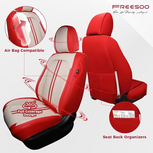 FREESOO Black Car Seat Covers Full Set, Universal Automotive Leather Seat Covers for Cars Trucks SUV, Waterproof Car Seat Cover Back Seat and Front, Car Seat Protector Cushion Fit for Most Vehicles in Saudi Arabia