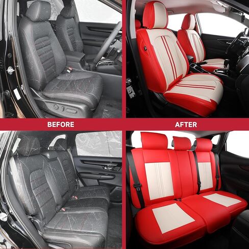 FREESOO Black Car Seat Covers Full Set, Universal Automotive Leather Seat Covers for Cars Trucks SUV, Waterproof Car Seat Cover Back Seat and Front, Car Seat Protector Cushion Fit for Most Vehicles in Saudi Arabia