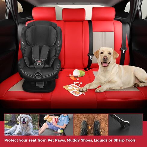 FREESOO Black Car Seat Covers Full Set, Universal Automotive Leather Seat Covers for Cars Trucks SUV, Waterproof Car Seat Cover Back Seat and Front, Car Seat Protector Cushion Fit for Most Vehicles in Saudi Arabia