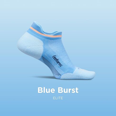 جوارب Feeture Elite Max Cushion No Show Tab للكاحل - جورب رياضي مع ضغط مستهدف - Blue Burst، L (زوج واحد) in Saudi Arabia
