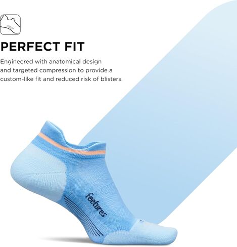 جوارب Feeture Elite Max Cushion No Show Tab للكاحل - جورب رياضي مع ضغط مستهدف - Blue Burst، L (زوج واحد) in Saudi Arabia