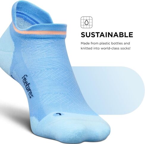 جوارب Feeture Elite Max Cushion No Show Tab للكاحل - جورب رياضي مع ضغط مستهدف - Blue Burst، L (زوج واحد) in Saudi Arabia