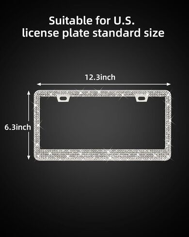 XCLPF Bling License Plate Frames for Women,2 PCS Sparkly Stainless Steel License Plate Frame,Handcrafted Clear Glass Diamond Rhinestone Crystals,Glitter Diamond(Black) in Saudi Arabia