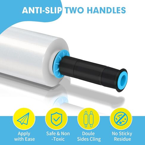 فيلم باندري الممتد، 15 بوصة × 1200 قدم لكل لفة، غلاف قابل للتمدد، غلاف شفاف مع مقابض، غلاف بلاستيكي لتحريك غلاف البليت، عبوتان، 60 مقياس، مقابضان in Kuwait