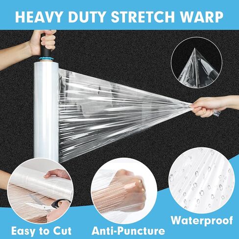 فيلم باندري الممتد، 15 بوصة × 1200 قدم لكل لفة، غلاف قابل للتمدد، غلاف شفاف مع مقابض، غلاف بلاستيكي لتحريك غلاف البليت، عبوتان، 60 مقياس، مقابضان in Kuwait