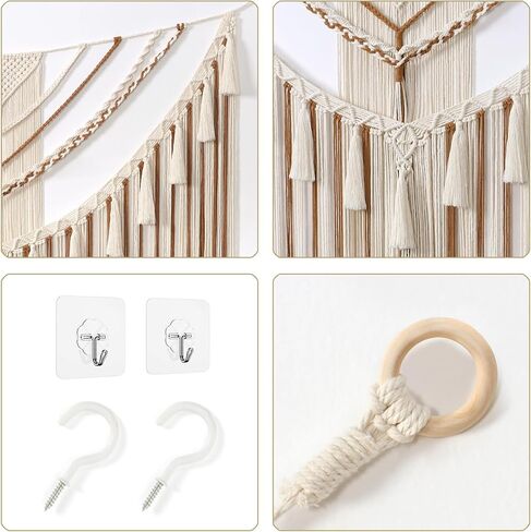 LOMOHOO كبير مكرامية جدار معلق بوهو هندسي فن منسوج من القطن نسيج جدار ديكور رمادي بوهيمي ديكور المنزل لغرفة المعيشة غرفة النوم شقة in Kuwait