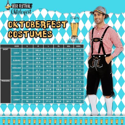 Oktoberfest Costume Men, Men’s German Bavarian Oktoberfest Costume Set Bavarian Costume Men for Oktoberfest Dress Up in Saudi Arabia