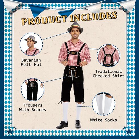 Oktoberfest Costume Men, Men’s German Bavarian Oktoberfest Costume Set Bavarian Costume Men for Oktoberfest Dress Up in Saudi Arabia