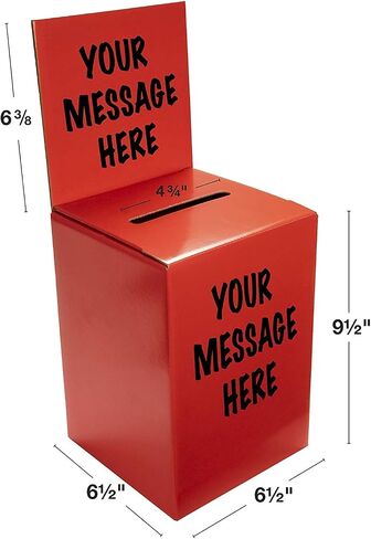 Large thick cardboard raffle Ballot Box 9.5"H x 6.5"W x 6.5"D Charity Donation collection Box office Suggestion comment Box removable display area 6.5" x 6.5" Includes 1000 Sheets(Red 10 pack) in Saudi Arabia