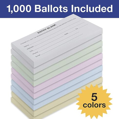 Large thick cardboard raffle Ballot Box 9.5"H x 6.5"W x 6.5"D Charity Donation collection Box office Suggestion comment Box removable display area 6.5" x 6.5" Includes 1000 Sheets(Red 10 pack) in Saudi Arabia