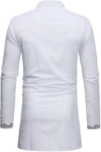 Men's Long Sleeve African Dashiki Traditional Gold Print Button Down Shirts in Saudi Arabia