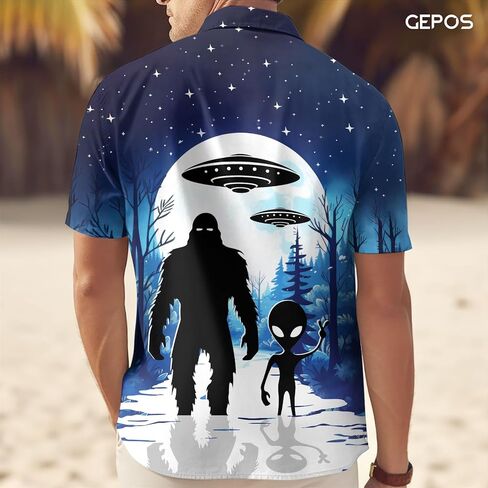قميص هاواي مطبوع عليه Bigfoot، قميص بأزرار كاجوال بطبعة Sasquatch الاستوائية، قميص صيفي فريد من نوعه، هدايا عيد ميلاد in Kuwait