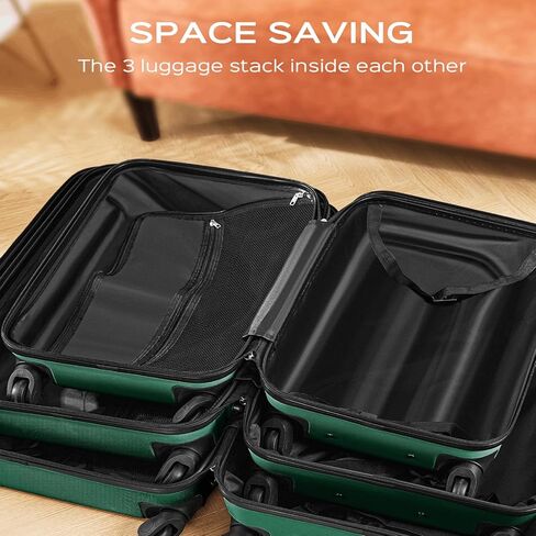 3-Piece Luggage Sets (20", 24", 28"), ABS Lightweight Carry on Suitcase Set with Spinner Wheels & Lock for Travel, Business in Saudi Arabia