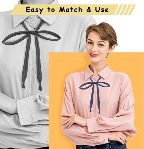 ربطات عنق Mantieqingway للنساء والفتيات مربوطة مسبقًا وقابلة للتعديل بلون سادة من البوليستر للزي المدرسي، والحفلات التنكرية، والتي شيرت in Kuwait