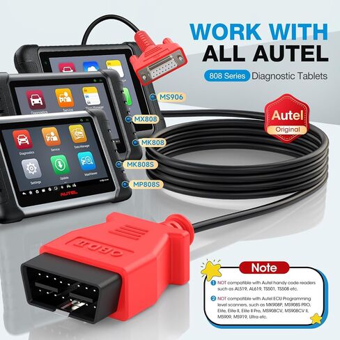Autel Original 16 Pin Obdii كابل الاختبار الرئيسي، 5.6FT/ 1.7M obd2 كابل اختبار التشخيص DB15، مناسب MK808S MK808 MK808Z MX808S MX808 MP808 MP808S DS708 DS808 IM508S IM508 MS905 MS906 MS908 in Saudi Arabia
