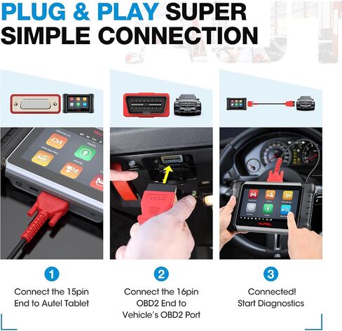 Autel Original 16 Pin Obdii كابل الاختبار الرئيسي، 5.6FT/ 1.7M obd2 كابل اختبار التشخيص DB15، مناسب MK808S MK808 MK808Z MX808S MX808 MP808 MP808S DS708 DS808 IM508S IM508 MS905 MS906 MS908 in Saudi Arabia