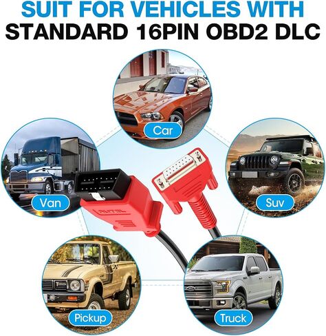 Autel Original 16 Pin Obdii كابل الاختبار الرئيسي، 5.6FT/ 1.7M obd2 كابل اختبار التشخيص DB15، مناسب MK808S MK808 MK808Z MX808S MX808 MP808 MP808S DS708 DS808 IM508S IM508 MS905 MS906 MS908 in Saudi Arabia