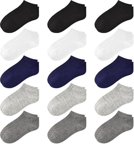 Kids' Low Cut Socks: 15-Pair Packs - Ankle Socks, Casual, Comfortable No Show Socks for Boys Girls Aged 1-13 in Saudi Arabia