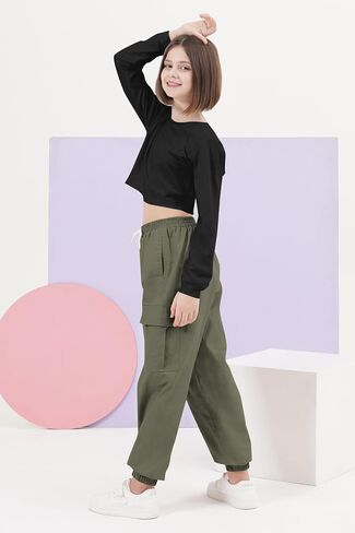 Girls Clothing Sets, Girls Long Sleeved and Cargo Jogger Pants Outfits 2pcs Clothes Set in Saudi Arabia