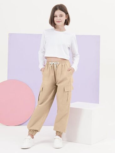 Girls Clothing Sets, Girls Long Sleeved and Cargo Jogger Pants Outfits 2pcs Clothes Set in Saudi Arabia