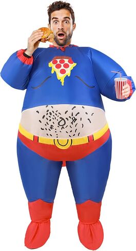 Inflatable Fat Superhero Costume, Inflatable Chunky Chubby Adult Costume, Blow Up Funny Fat Man Suit for Halloween Party Cosplay in Saudi Arabia