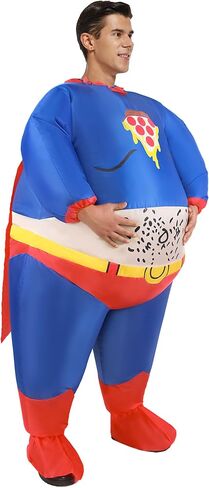 Inflatable Fat Superhero Costume, Inflatable Chunky Chubby Adult Costume, Blow Up Funny Fat Man Suit for Halloween Party Cosplay in Saudi Arabia