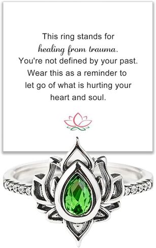 Lotus Ring for Women Lotus Flower Ring My Trauma Ring Lotus Promise Ring Zircon Inlaid Flower Ring Inspirational Ring Statement Floral Jewelry Gift in Saudi Arabia