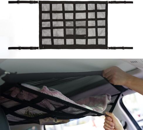 31.5"x21.6" Car Ceiling Cargo Net, Strengthen Load-Bearing and Droop Less Double-Layer Mesh Car Roof Storage Organizer,Truck SUV Travel Long Road Trip Camping Interior Accessories in Saudi Arabia