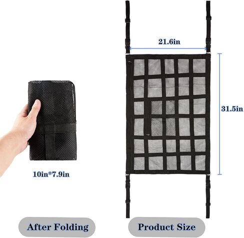 31.5"x21.6" Car Ceiling Cargo Net, Strengthen Load-Bearing and Droop Less Double-Layer Mesh Car Roof Storage Organizer,Truck SUV Travel Long Road Trip Camping Interior Accessories in Saudi Arabia