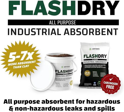 FlashDry Hydrophobic Industrial Absorbent - 50L Bag, Organic Coconut Coir, Absorbs Hydrocarbons, Bodily Fluids, Machine Fluids, Grease - Not for Water, 5-7x More Absorbent Than Clay, OSHA Compliant in Saudi Arabia