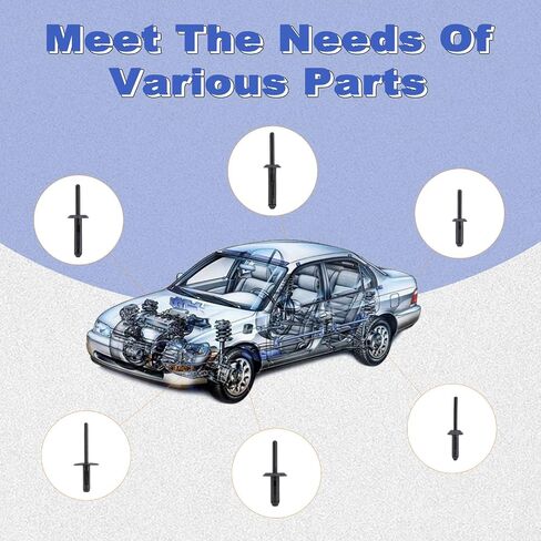 150PC Automotive Rivets Kit, Pop Rivet Fasteners Assortment, Blind Plastic Rivets Clip for GM Ford Chrysler VW, 6 Size in Saudi Arabia