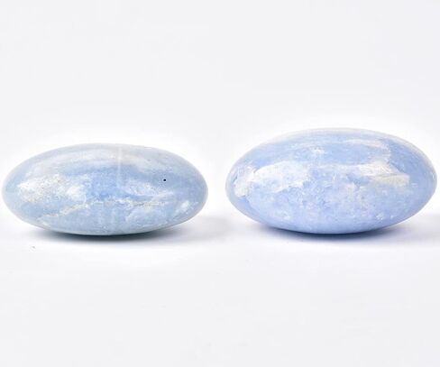 JIC Gem 2 Pcs Large Blue Celestite Palm Stones Pocket Worry Stones Polished Crystal Healing Irregular Gemstone Chakra Reiki 3 Inch in Kuwait