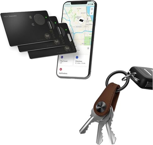 بطاقة KeySmart الذكية (عبوة من 3 قطع - دخان شفاف) ومنظم مفاتيح صغير (جلد) in Kuwait