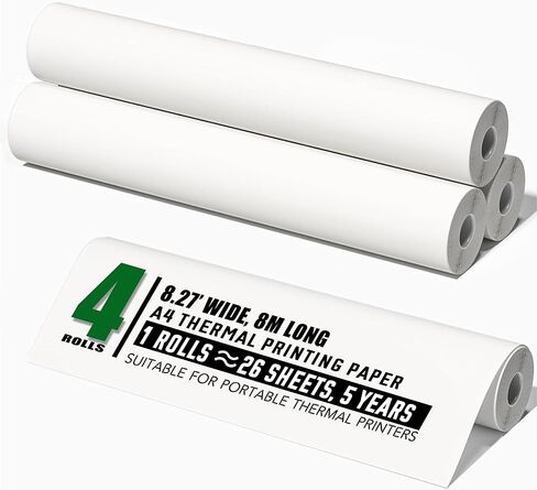 100 Sheets A4 Thermal Paper, 8.27x11.69' Thermal Paper(210 x 297 mm) for Portable Thermal Printer, Compatible with MT800/MT800Q/M08F/PJ762/PJ763MFi, for School or Work, Printing Files, Picture, etc in Saudi Arabia