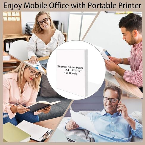 100 Sheets A4 Thermal Paper, 8.27x11.69' Thermal Paper(210 x 297 mm) for Portable Thermal Printer, Compatible with MT800/MT800Q/M08F/PJ762/PJ763MFi, for School or Work, Printing Files, Picture, etc in Saudi Arabia