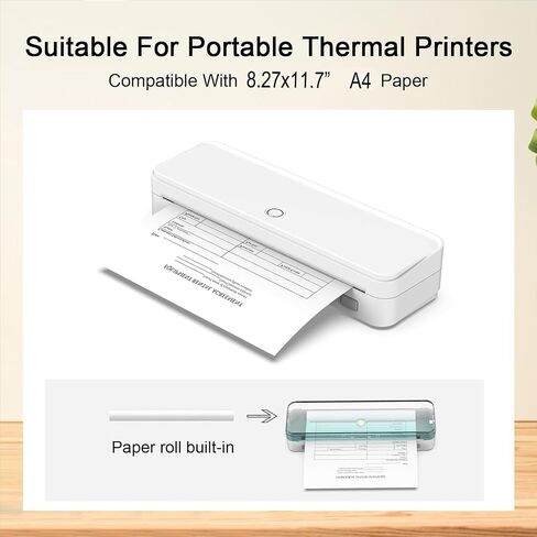 100 Sheets A4 Thermal Paper, 8.27x11.69' Thermal Paper(210 x 297 mm) for Portable Thermal Printer, Compatible with MT800/MT800Q/M08F/PJ762/PJ763MFi, for School or Work, Printing Files, Picture, etc in Saudi Arabia