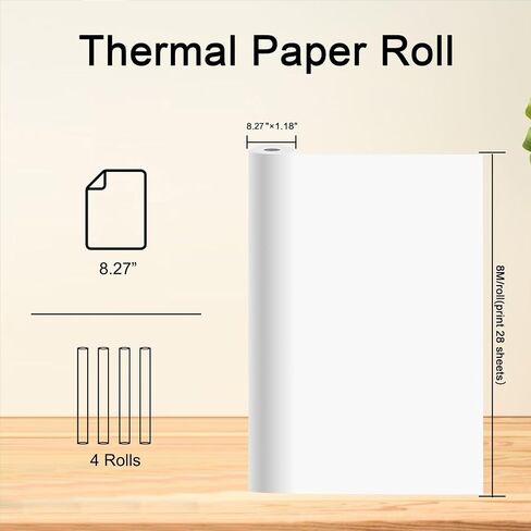 100 Sheets A4 Thermal Paper, 8.27x11.69' Thermal Paper(210 x 297 mm) for Portable Thermal Printer, Compatible with MT800/MT800Q/M08F/PJ762/PJ763MFi, for School or Work, Printing Files, Picture, etc in Saudi Arabia