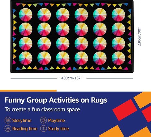 Classroom Rug Carpet for Elementary School Daycare Nursery Rug Non Slip Soft Washable Seating Rug Seats Teacher Rug Colorful Foldable Rolling Packing (7.5 x 13, B002-Stars-Economy) in Saudi Arabia