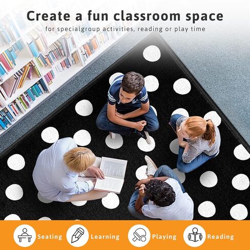 Classroom Rug Carpet for Elementary School Daycare Nursery Rug Non Slip Soft Washable Seating Rug Seats Teacher Rug Colorful Foldable Rolling Packing (7.5 x 13, B002-Stars-Economy) in Saudi Arabia