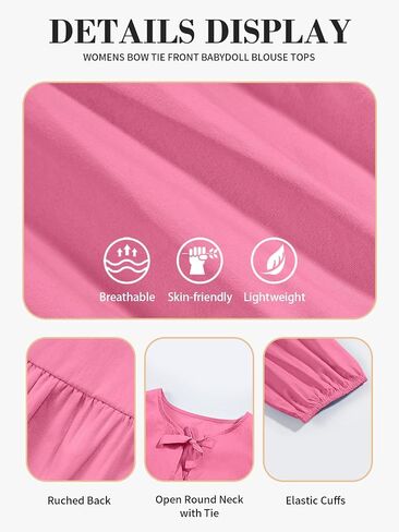 Tankaneo Womens Tie Front Tops Summer Peplum Babydoll Puff Short Sleeve Blouse Cute Cotton Shirts in Saudi Arabia