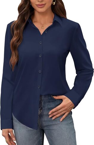 siliteelon Women's Stain Shield Dress Shirts Wrinkle Free Long Sleeve Shirts Solid Work Business Button Down Shirts in Saudi Arabia