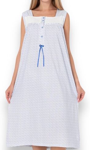 Women Sleeveless Nightgown, Soft 100% Cotton Night Dress, Sleep Wear Comfy House Dresses for Ladies Night Shirts in Saudi Arabia