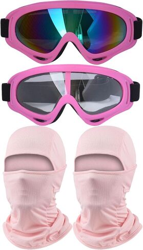 2Pcs Motorcycle Goggles with 2Pcs Balaclavas, Dirt Bike ATV Motocross Riding Racing Ski Goggle Safety Glasses in Kuwait