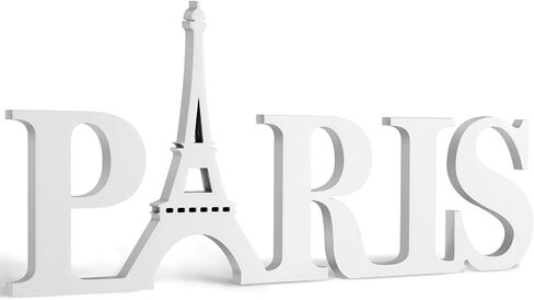 Paris Decor for Bedroom Wooden Paris Themed Wall Decor Paris Wooden Letters Eiffel Tower Decor, Paris Wood Sign Decor Art for Girls Bedroom Bathroom French Room Home Wall Art (Black) in Saudi Arabia
